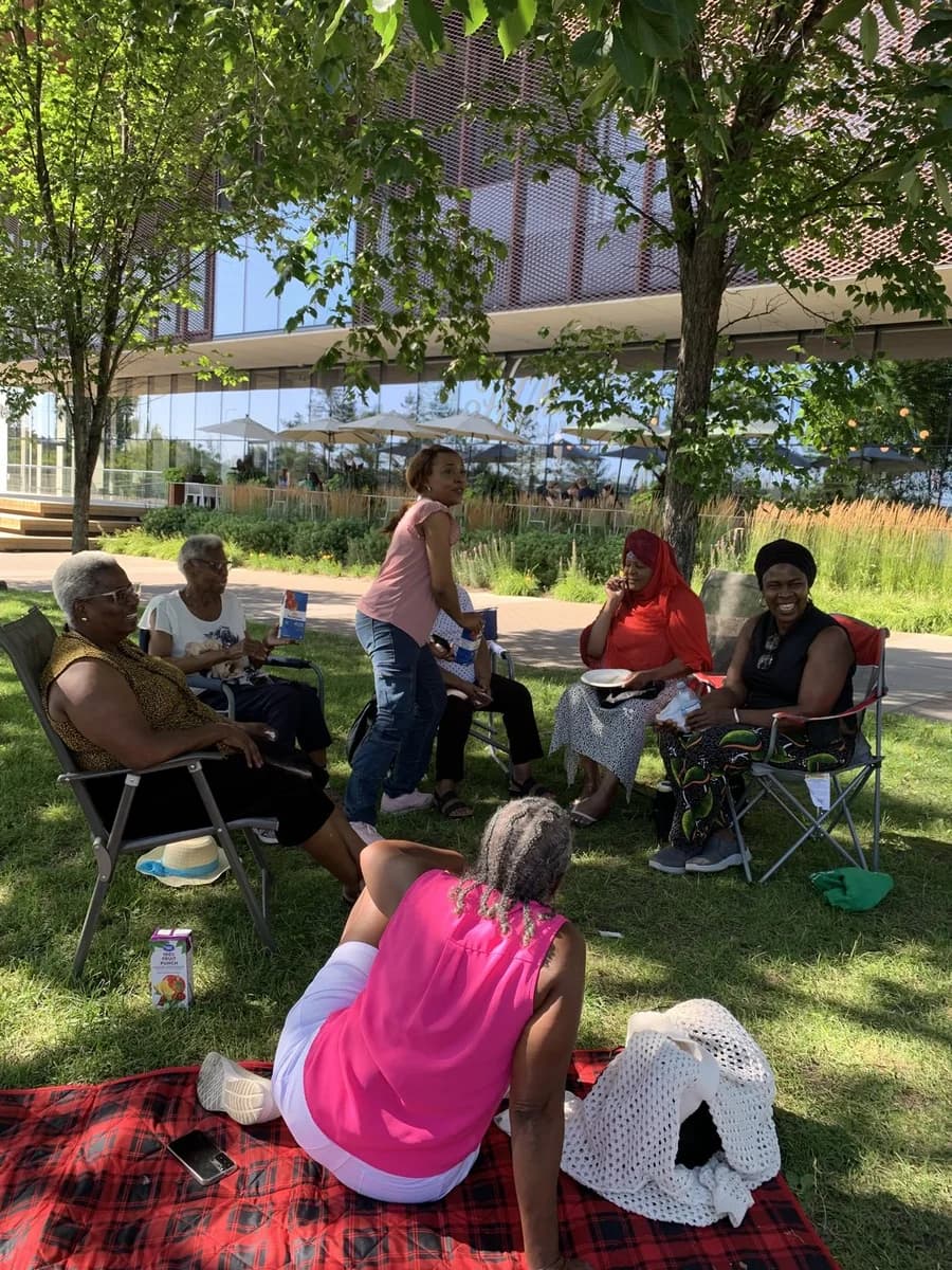 Black older adults gathered for a social connection event